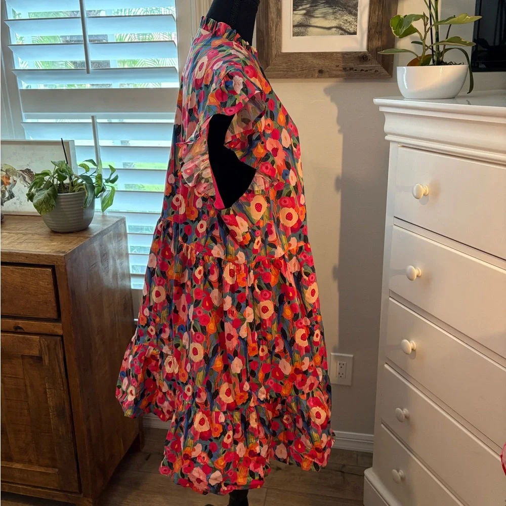 CHICSOUL
Floral Tiered Dress - Pink and Red, 2X - Picture 2 of 10